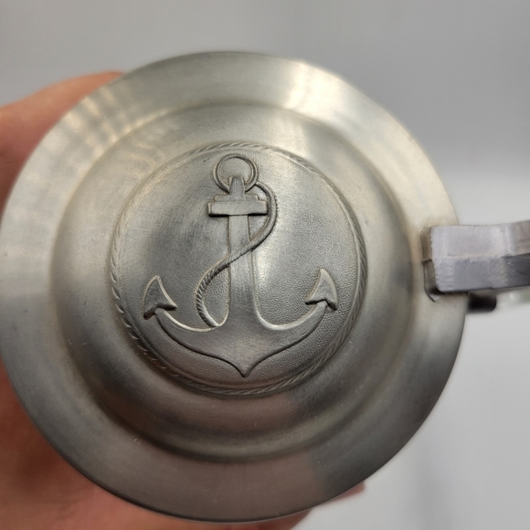 Columbia 1901 Glass Beer Mug Stein Etched Ship Anchor Lid Old Spice Alwe Germany - Picture 4 of 5